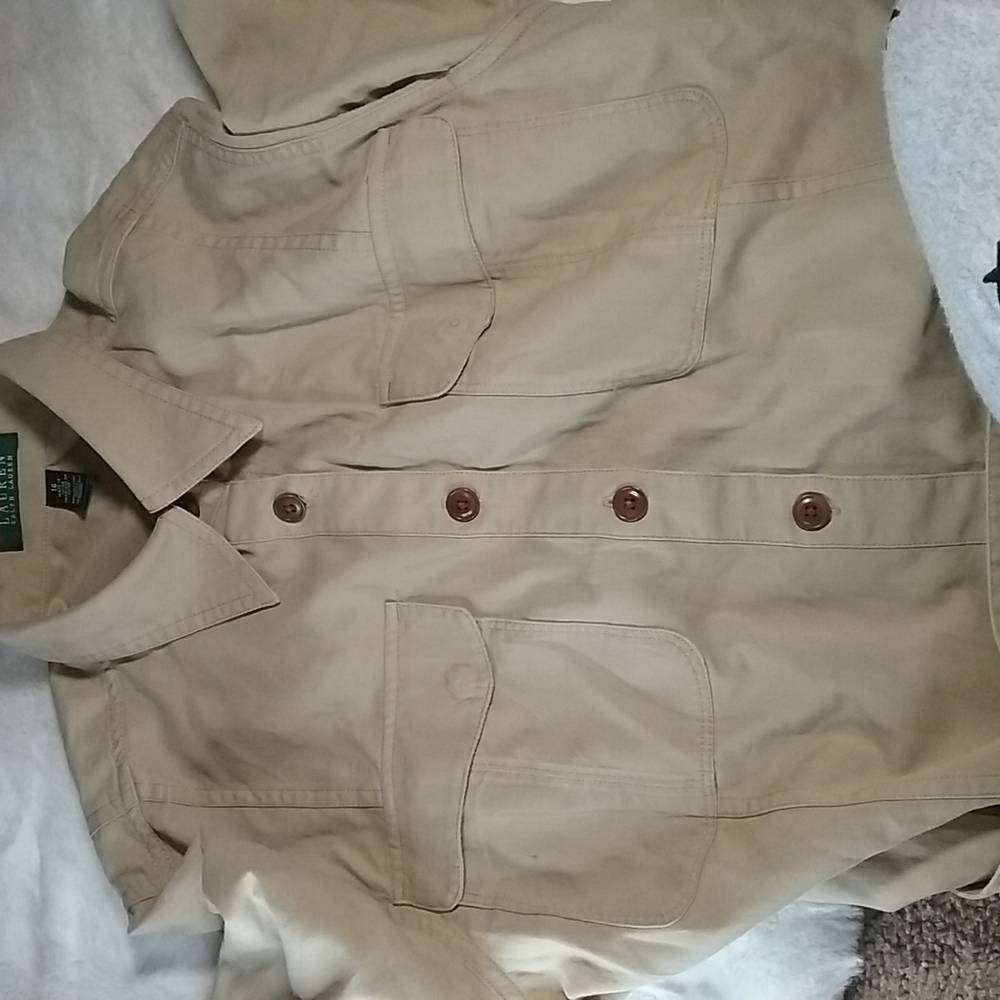 SOLD MERCARI-Lauren Ralph Women's Khaki Button Down Shirt Dress - Picture 5 of 7